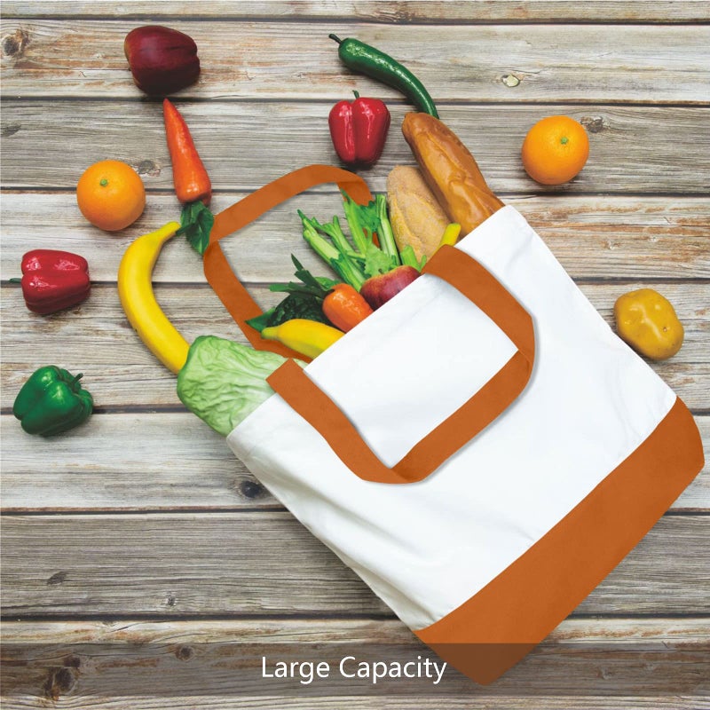 TOPDesign 1-Pack Super Strong Large 12oz Cotton Canvas Tote Bag, Reusable Grocery Shopping Cloth Bag, Fashionable Two-Tone Tote for Crafts, DIY Your Creative Designs - Image 4
